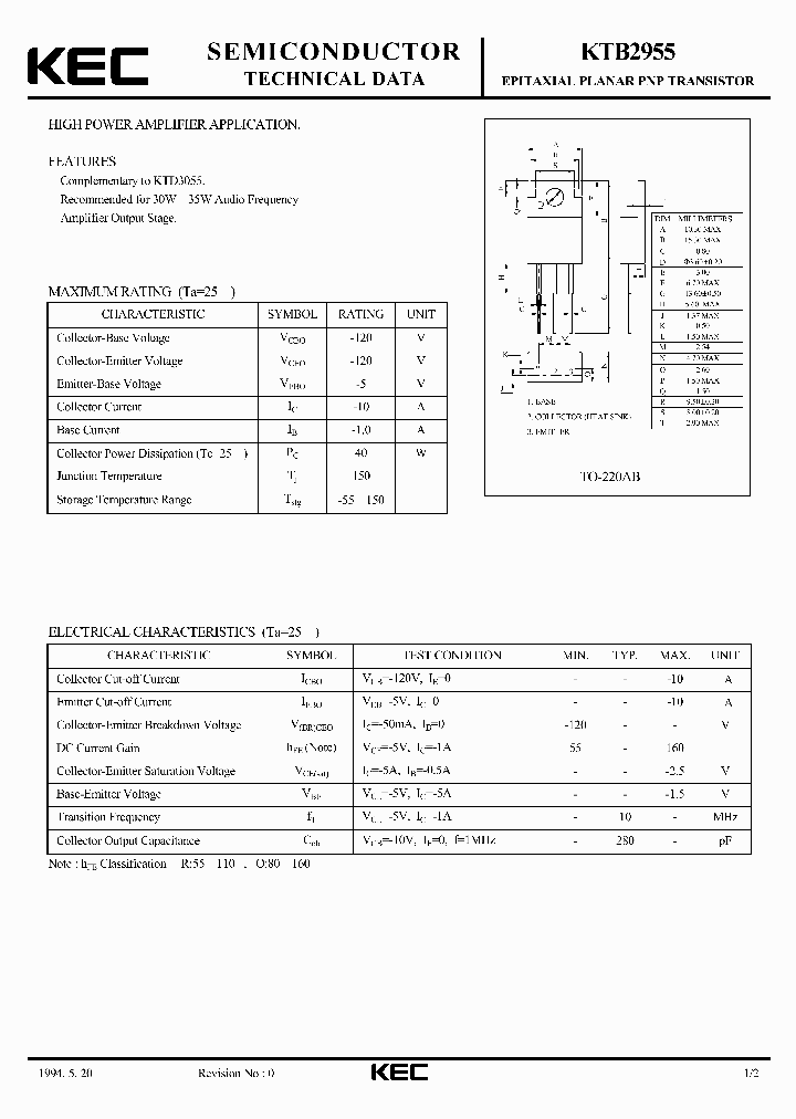 KTB2955_5658548.PDF Datasheet