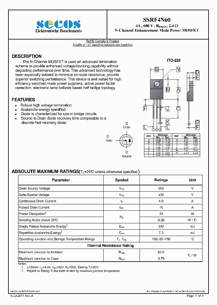 SSRF4N60_6140045.PDF Datasheet