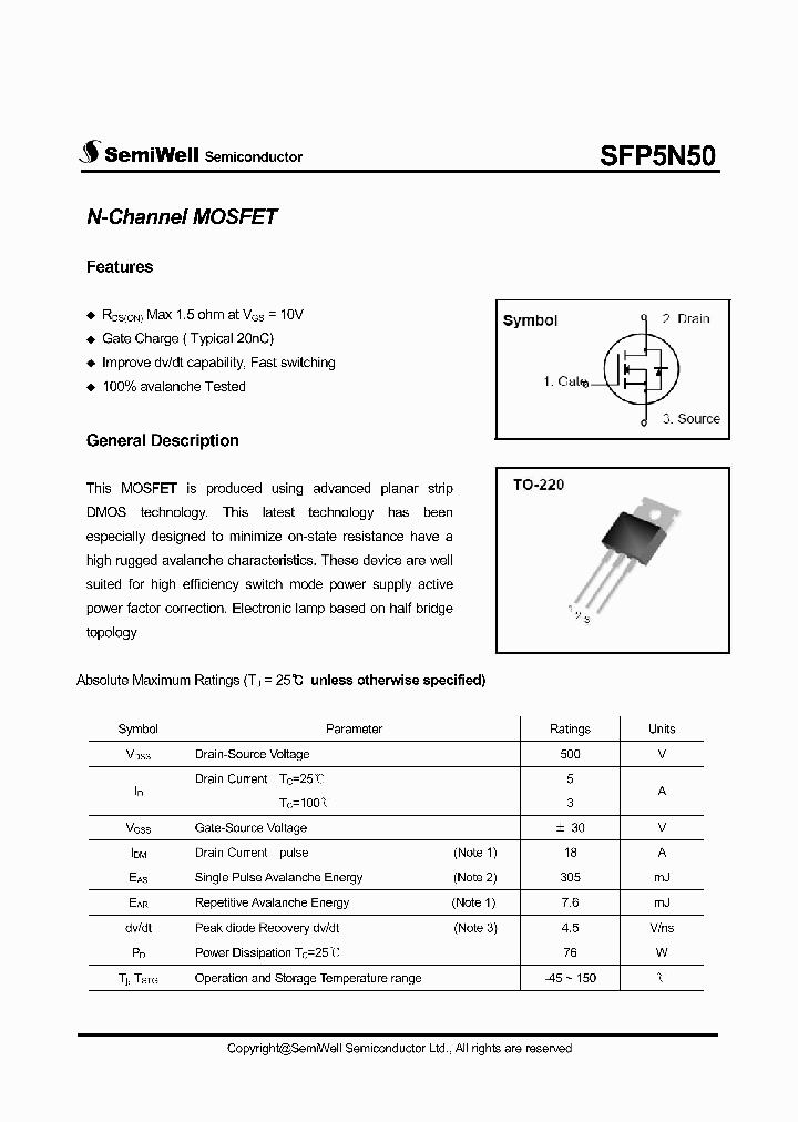 SFP5N50_6981776.PDF Datasheet