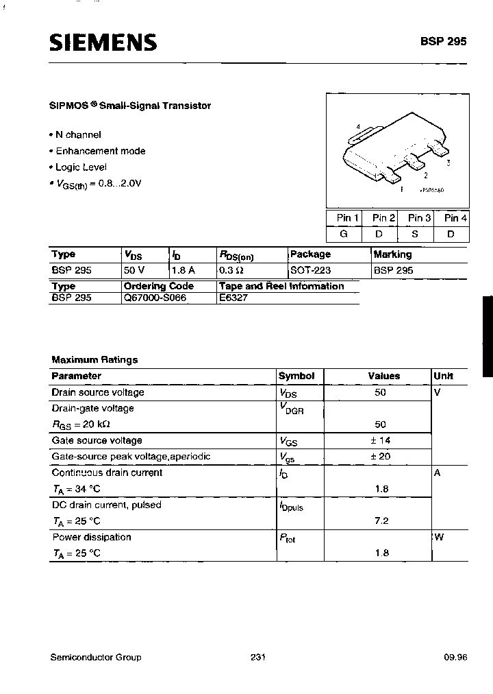 BSP295E6327_7305905.PDF Datasheet