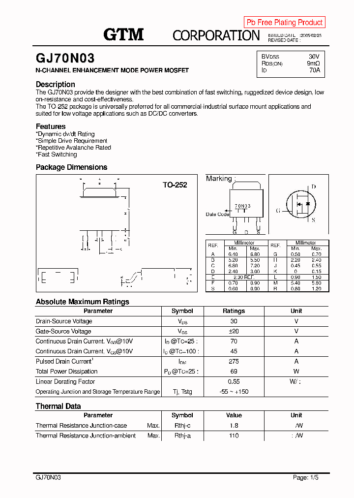 GJ70N03_7758524.PDF Datasheet