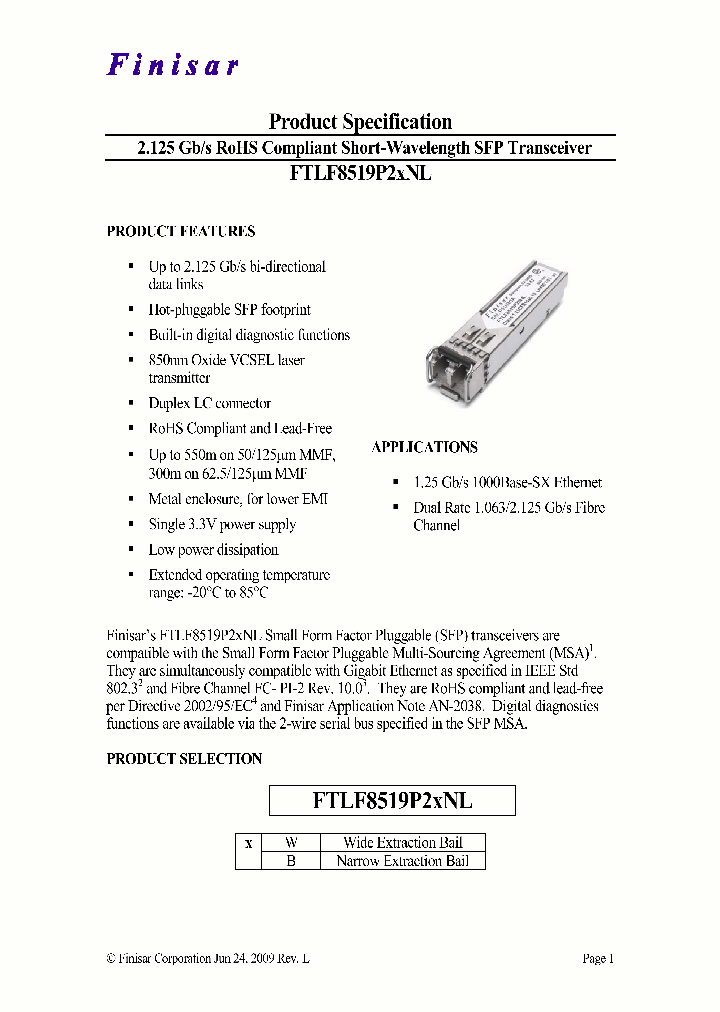 FTLF8519P2WNL_7994551.PDF Datasheet