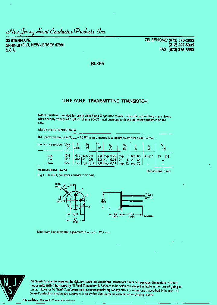 BLX65_8121639.PDF Datasheet