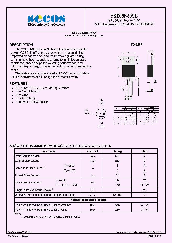 SSE08N60SL-15_8221758.PDF Datasheet