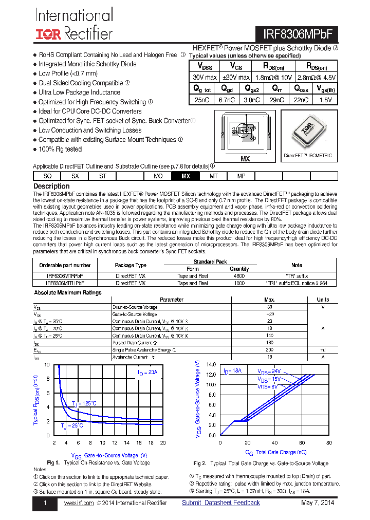 IRF8306MPBF_8227630.PDF Datasheet