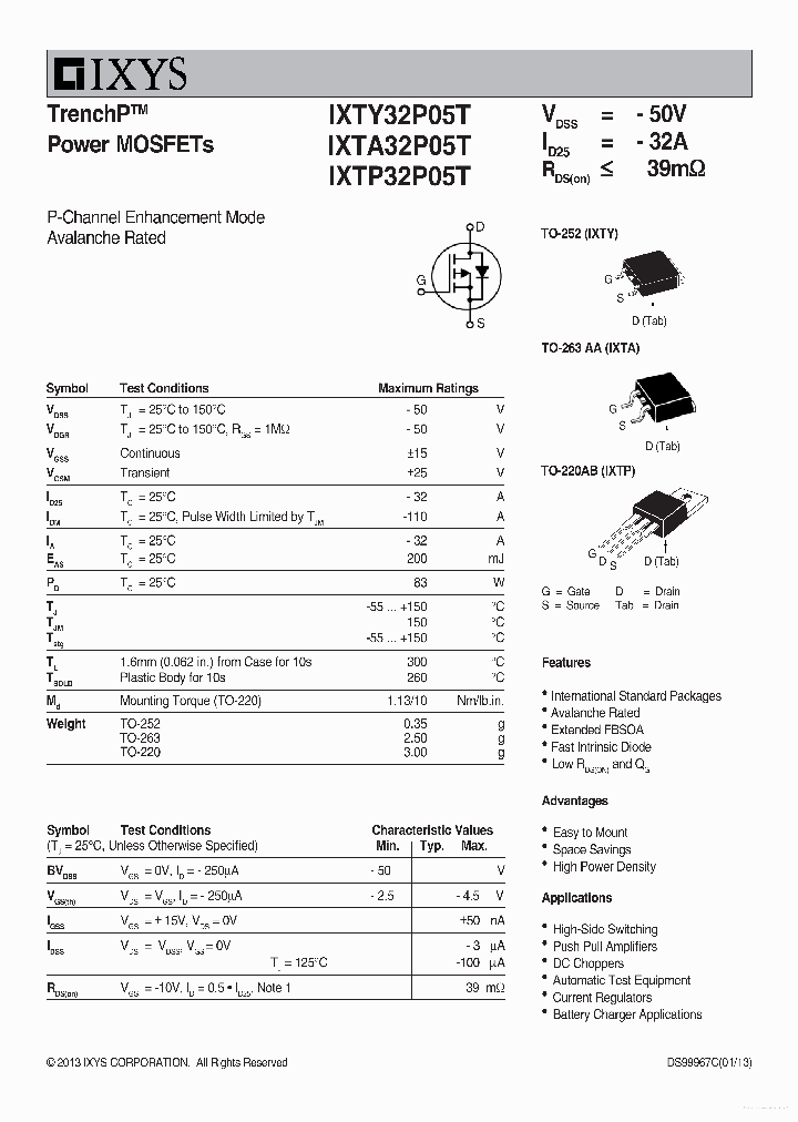 IXTY32P05T_7863469.PDF Datasheet