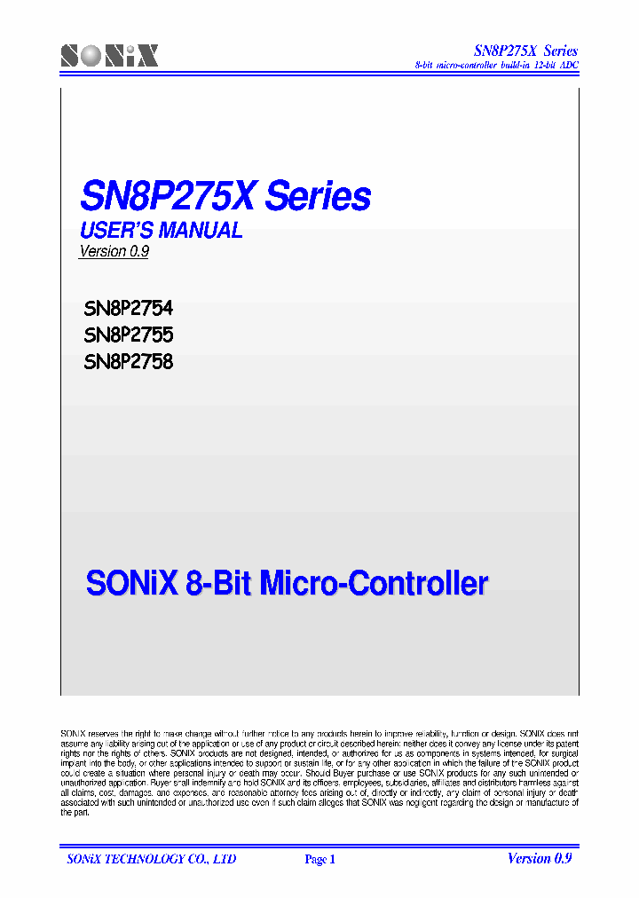 SN8P2758_7875364.PDF Datasheet