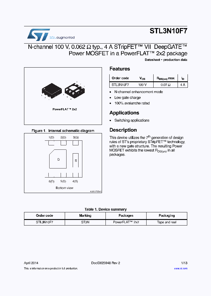 STL3N10F7_8287759.PDF Datasheet