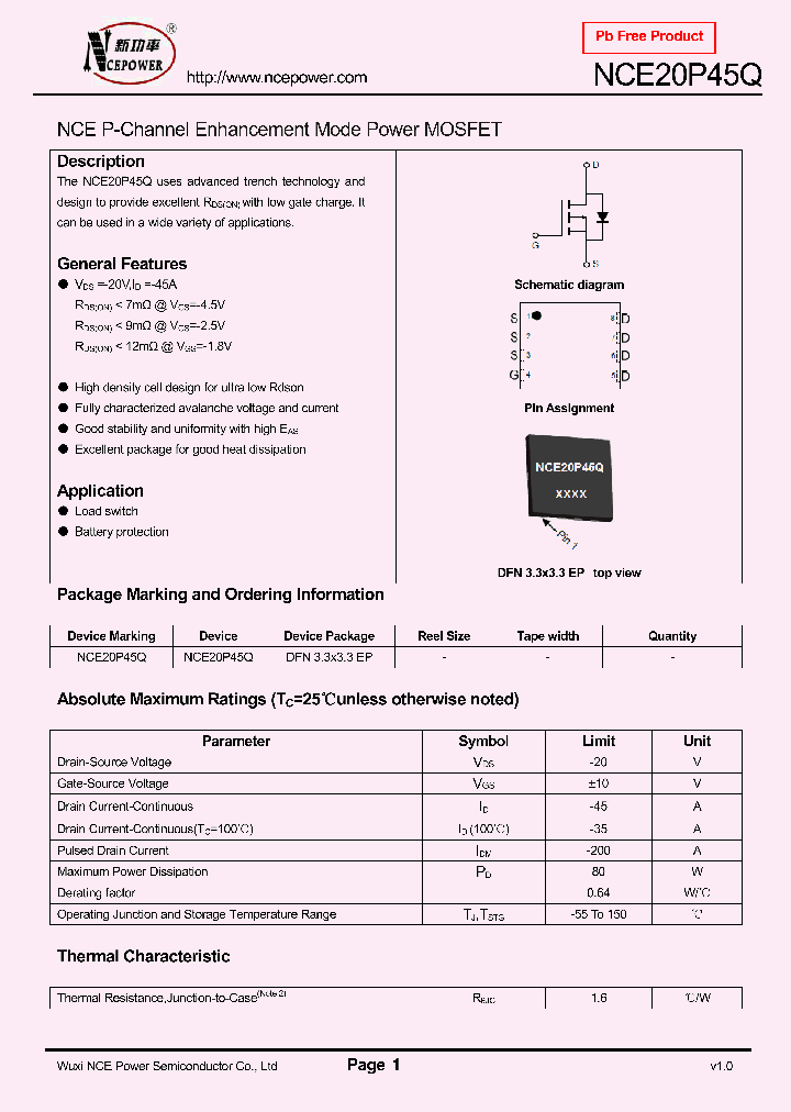 NCE20P45Q_8309197.PDF Datasheet