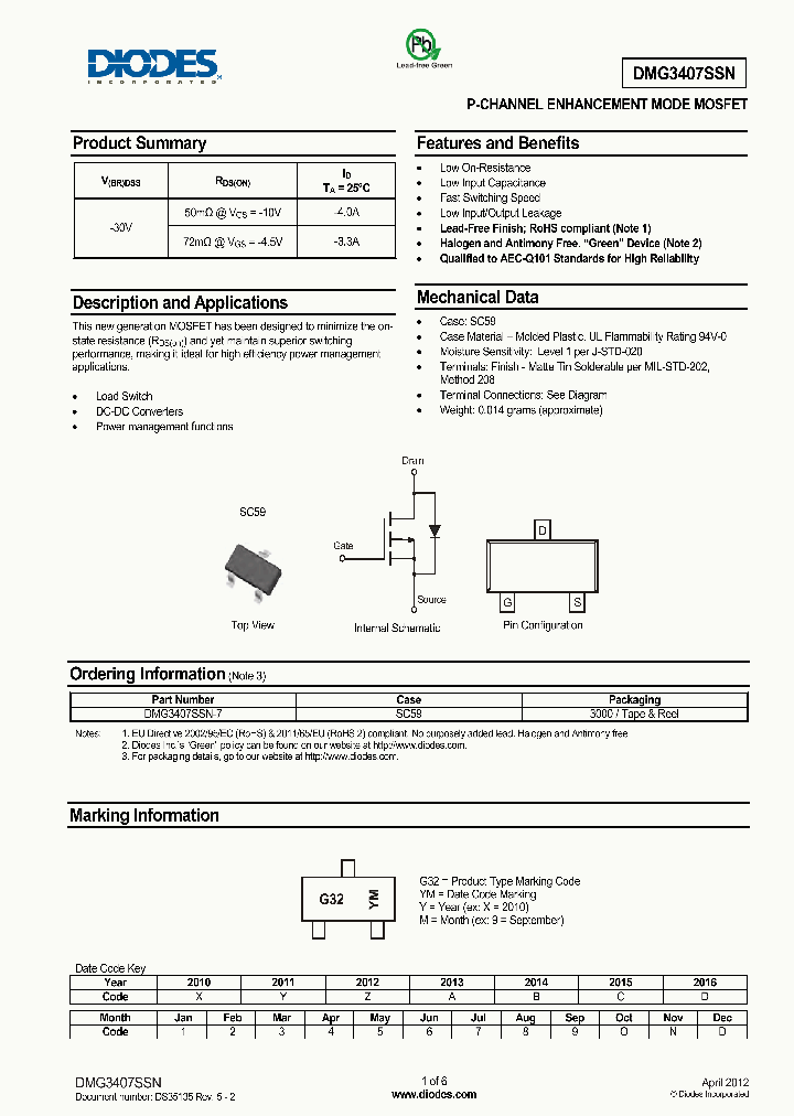 DMG3407SSN_8348136.PDF Datasheet