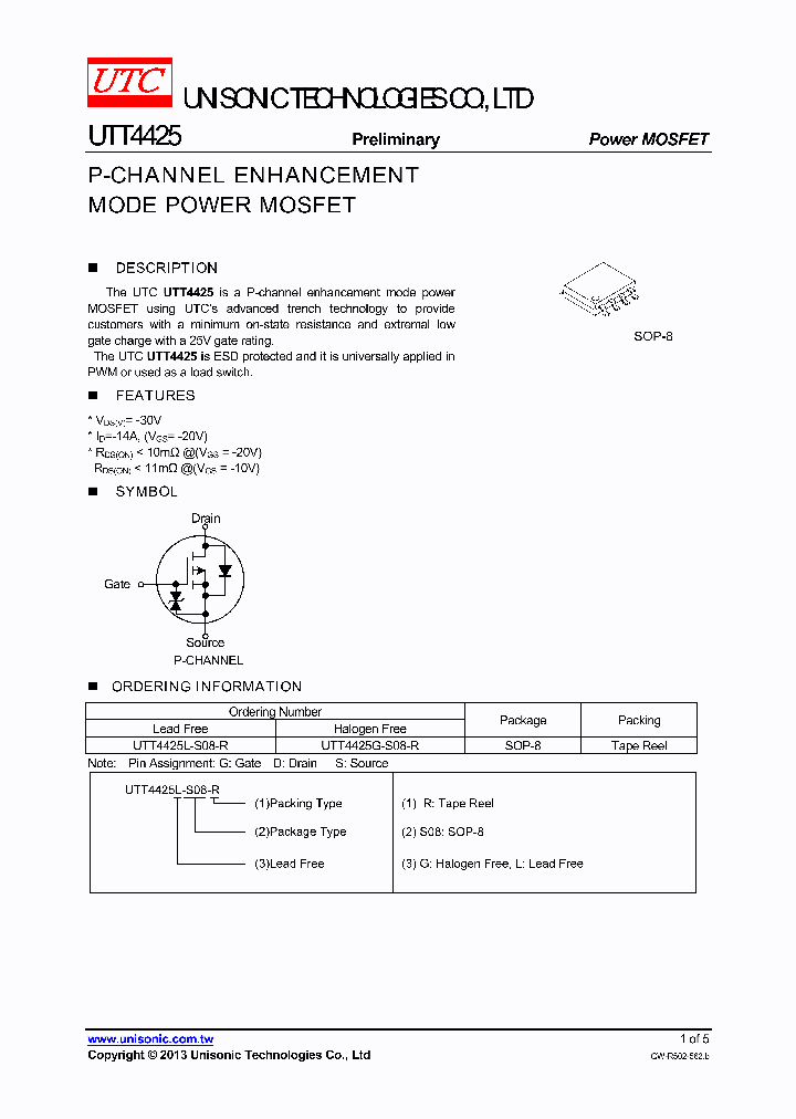 UTT4425L-S08-R_8403948.PDF Datasheet