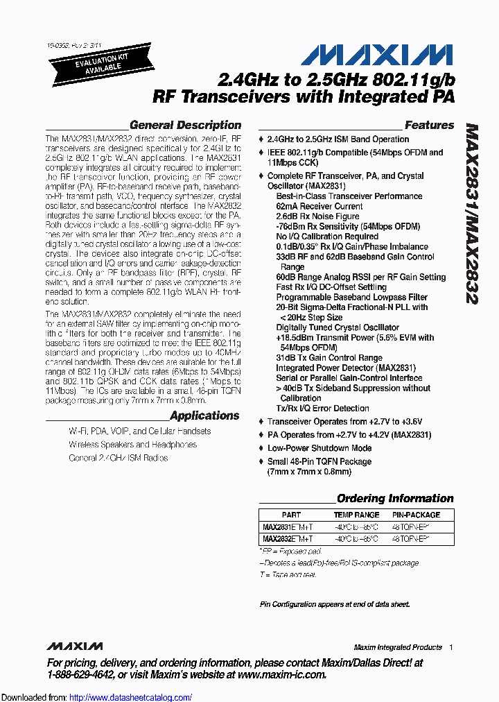 MAX2832ETMTG2Z_8588180.PDF Datasheet