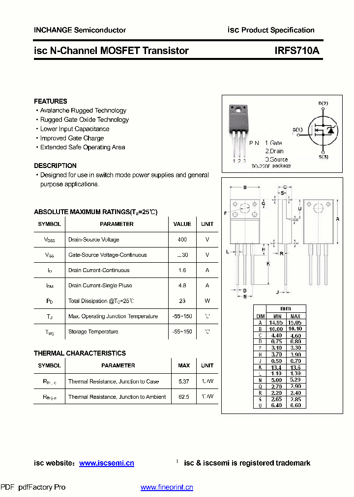 IRFS710A_8590956.PDF Datasheet