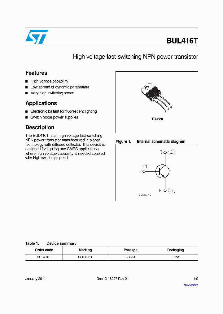 BUL416T_8870025.PDF Datasheet