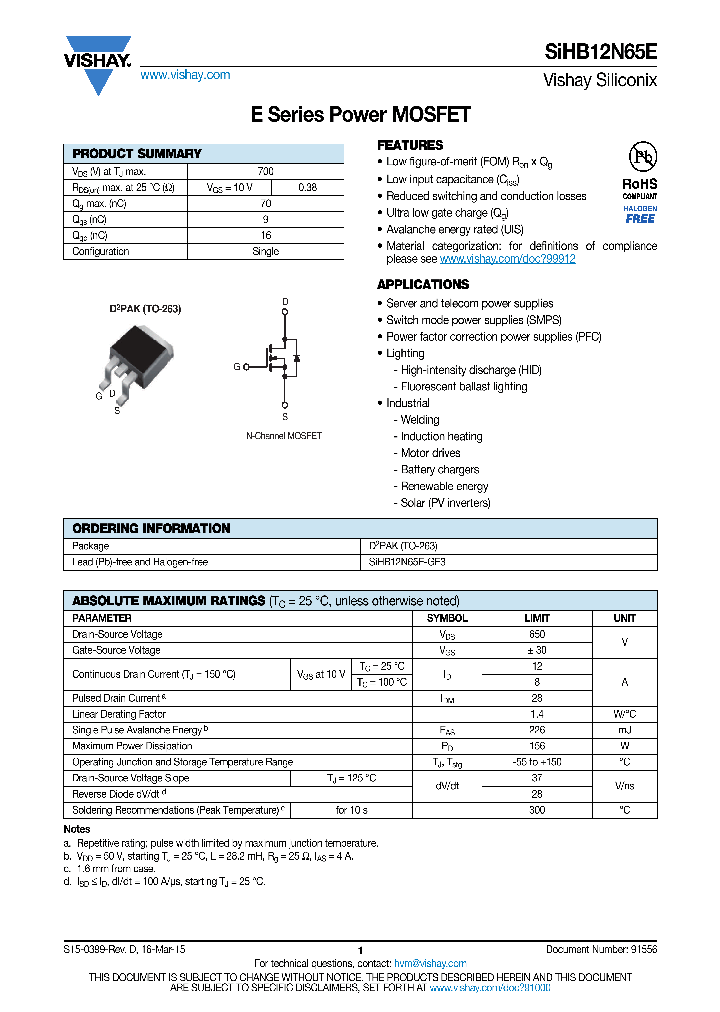 SIHB12N65E_8905710.PDF Datasheet