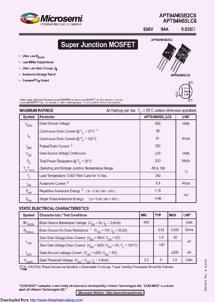 APT94N65LC6_8914950.PDF Datasheet