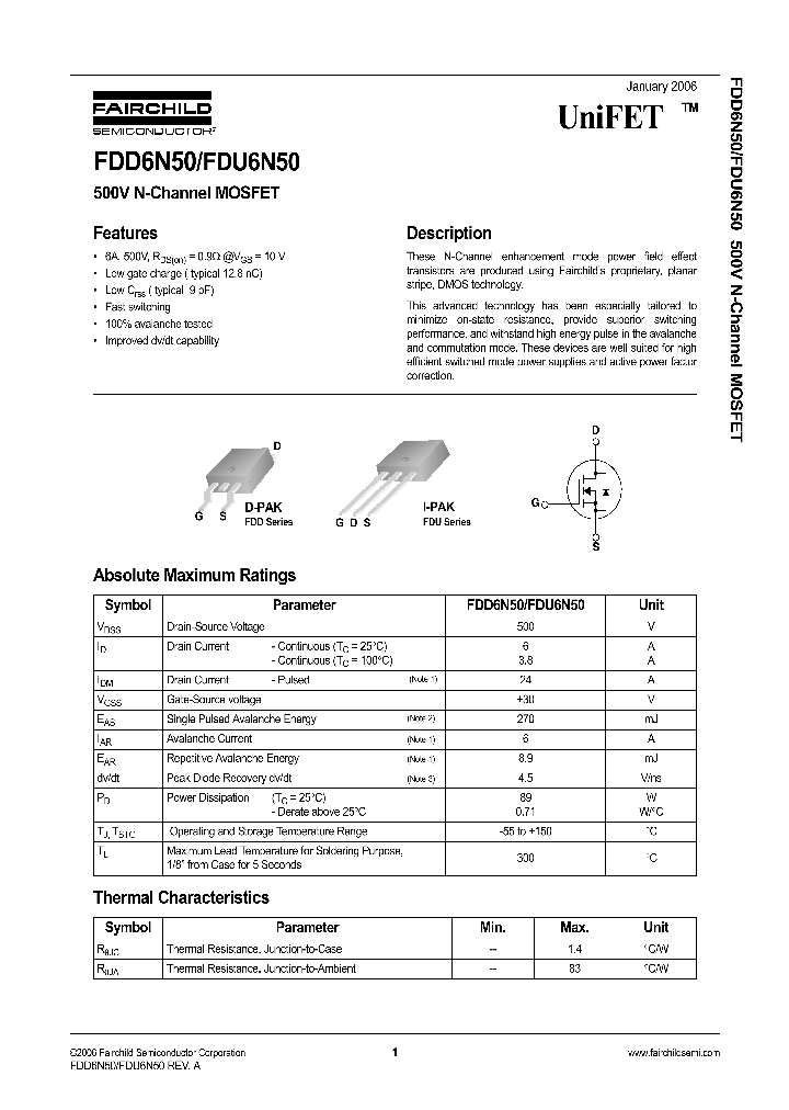 FDU6N50_8954894.PDF Datasheet