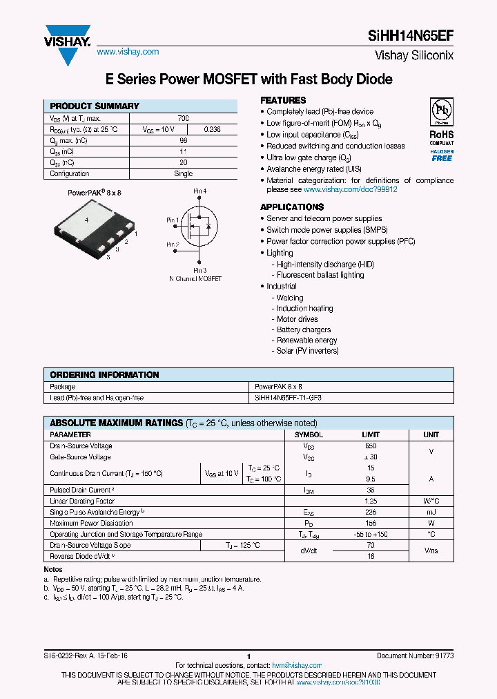 SIHH14N65EF_9020105.PDF Datasheet