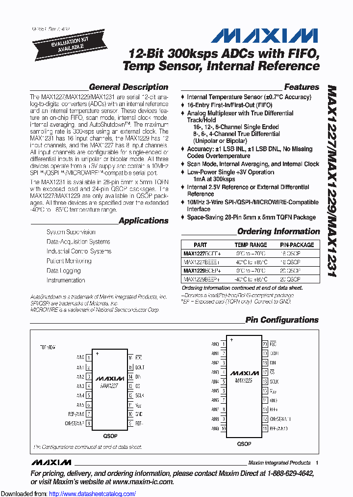 MAX1231BEVKIT_9075018.PDF Datasheet